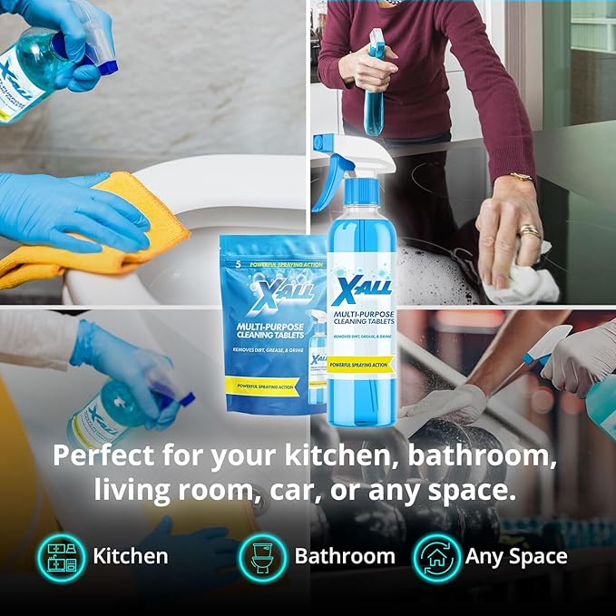 X-ALL Multi-Purpose Cleaner - Spray Bottle and 5x Cleaning Tablets