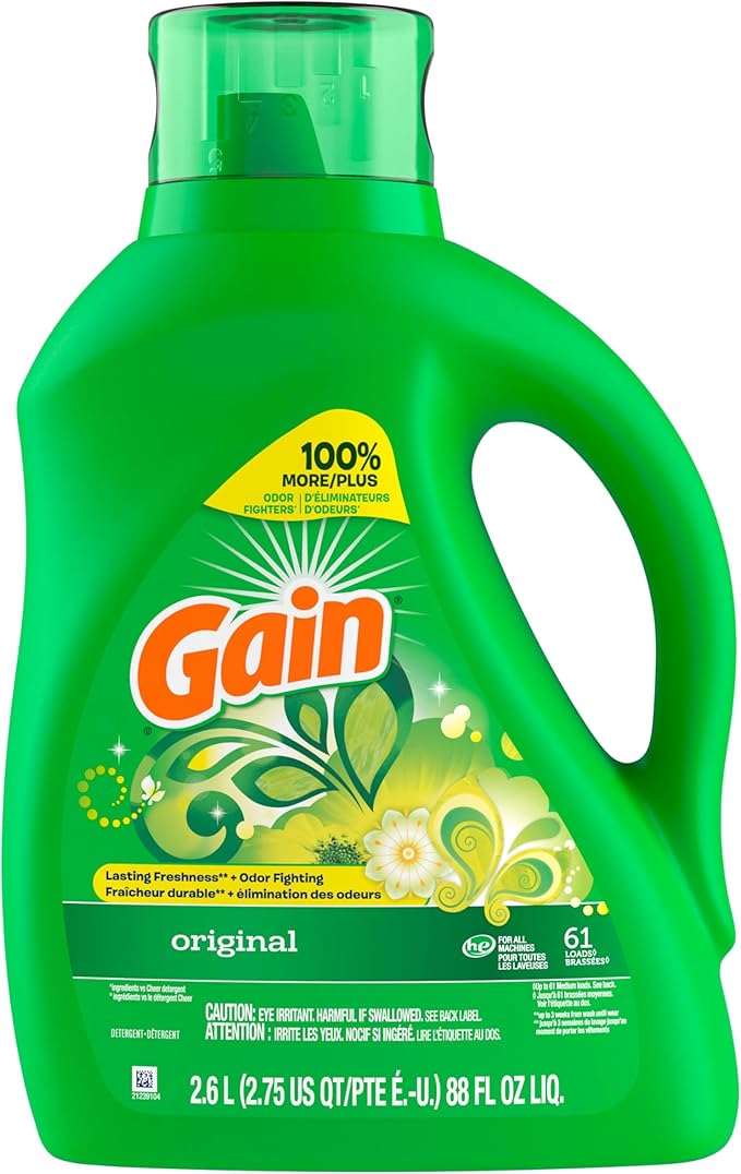 Gain + Aroma Boost Liquid Laundry Detergent, Original Scent, 61 Loads, 88 fl oz, HE Compatible