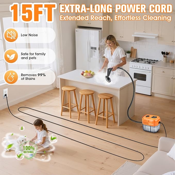 Upgraded 1.8Qt Handheld Steam Cleaner for Home Cleaning,6-Levels Adjustable Pressurized Handheld Steamer, Protable Hand held Steamer for Cleaning 10s Heat-Up, Protable Steam Cleaners Handheld for Home