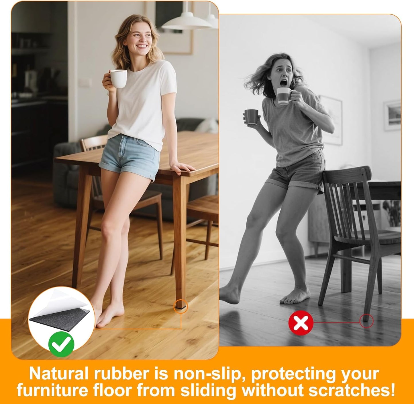 CHUNZEXI Non Slip Furniture Pads - 32 Premium Furniture Grippers Self Adhesive Rubber Furniture Feet, Anti Slide Furniture Hardwood Floor Protector for Keep Couch Stoppers (1.5 inch Square)