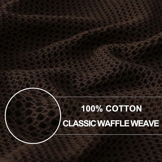 Homaxy 100% Cotton Waffle Weave Kitchen Dish Cloths, 4-Pack Ultra Soft Absorbent Dish Towels, Quick Drying Dish Rags, 12 x 12 Inches, Dark Brown