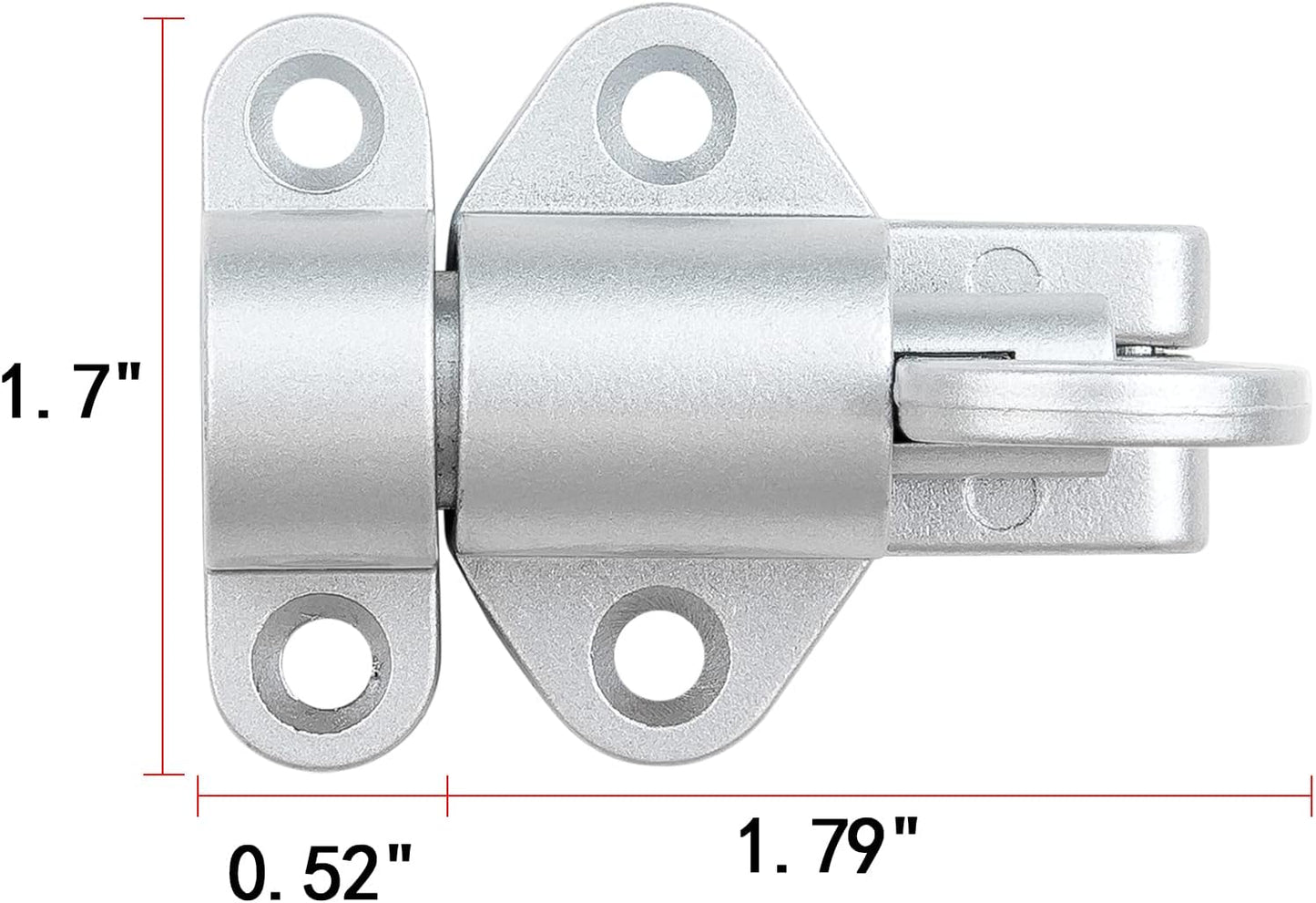 4 Packs Self-Closing Latches，Silver Gray Spring Door Lock，Resilient Bolt Latch Aluminum Alloy Safety Automatic Spring Barrel Slide Door Lock with Screws,Used for Gate,Window and Cabinet etc