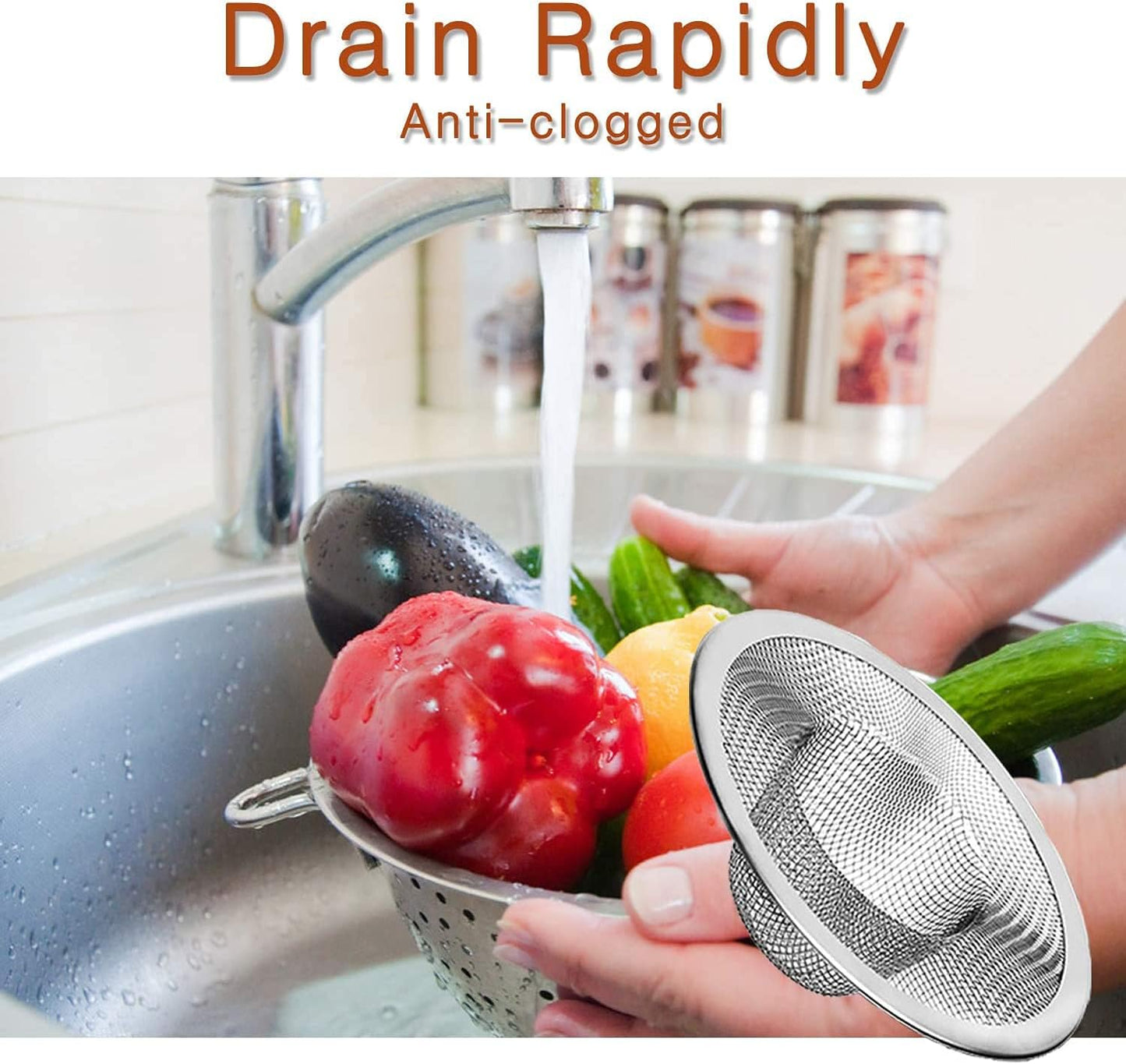 Heavy Duty Stainless Steel Slop Basket Filter Trap Mesh Metal Sink Strainer Perfect for Kitchen Sink/Bathroom Bathtub Wash Basin Floor Drain Balcony Drain Hole Utility (2.75" 100pcs)