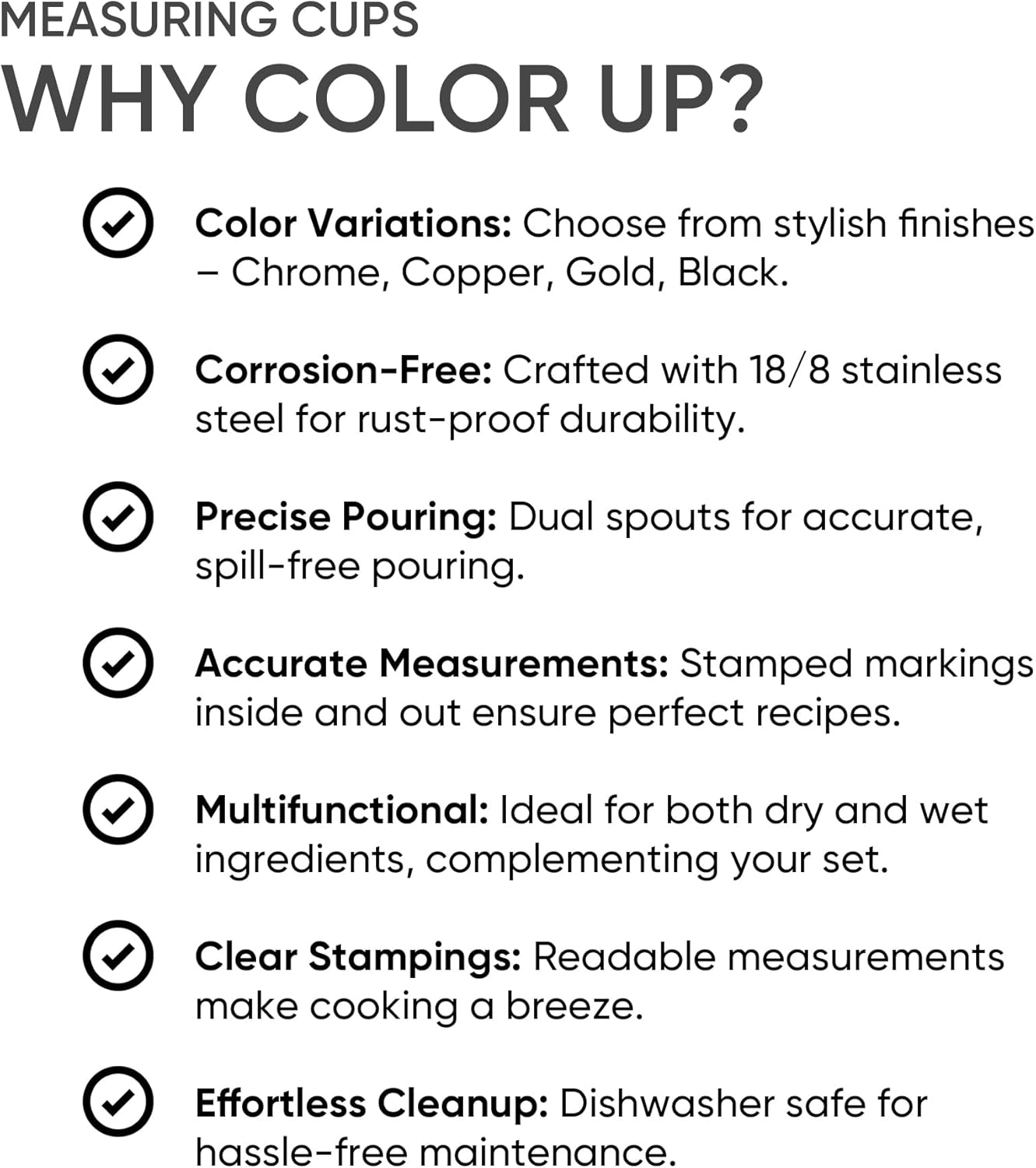 Color Up ⅔ Cup Measuring Cup (160 ml) – Premium Chrome Stainless Steel, Accurate for Wet & Dry Ingredients, Embossed Markings, Easy-Pour Spouts, Dishwasher-Safe, Kitchen Essential