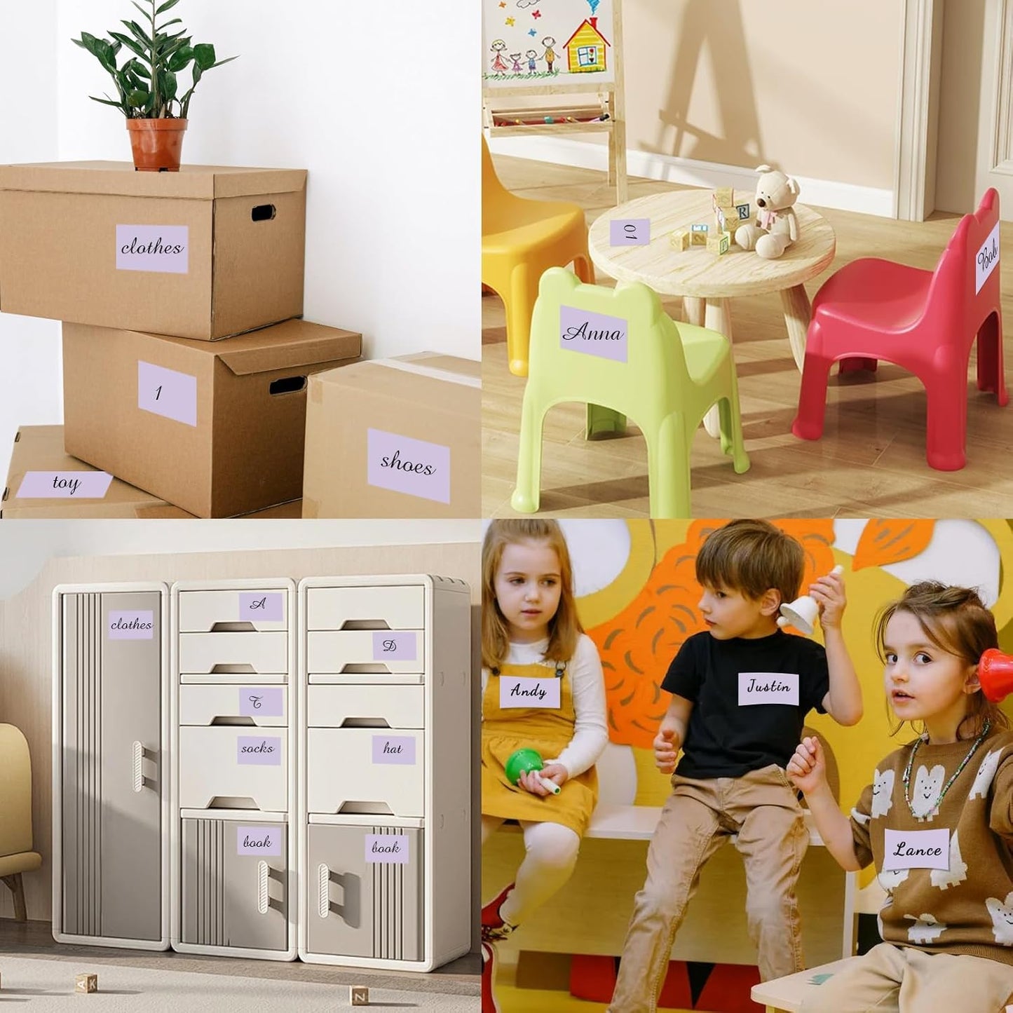 STARLIBOO 3"X5" Rectangle Color Coding Labels, Removable Square Label Inventory Stickers, Permanent Warehouse Moving Box Square Label (250Labels, Lavender Purple)