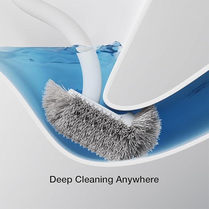 Toilet Cleaner Brush, Diveotree Toilet Brush and Holder for Dead Corner Cleaning, Wall Mounted Toilet Bowl Brush for Bathroom Decor, Toilet Scrubber Brush for Home/Hotel (White, Round-1pack)
