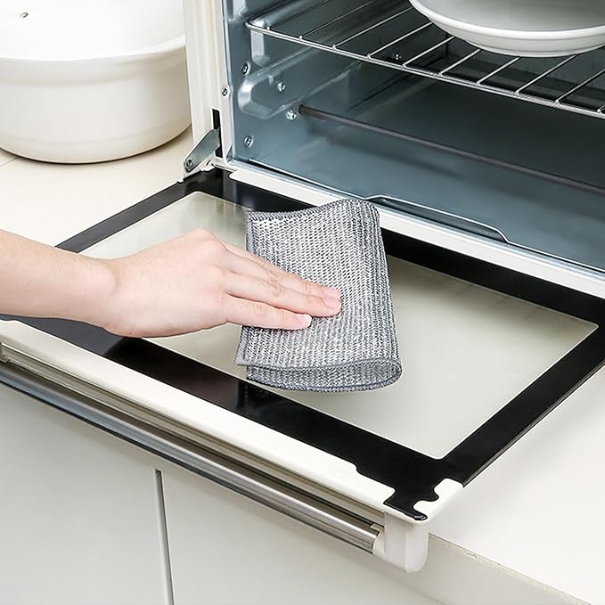 Double-Layer Steel Wire Cleaning Cloth - Non-Scratch Wire Dishcloth Rag Heavy Duty Scrub Pads Multi-Purpose Silver Mesh Scouring Pads for Dishes, Pots, Pans (6pcs)