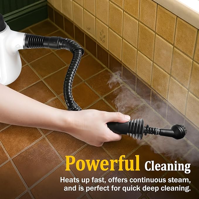 Steam Cleaner, Pressurized Multi-Surface Natural Handheld Steam Cleaner for Home with Lock Button&16 PCS Tools, Portable Steamer for Deep Cleaning Bathrooms, Kitchens, Grout, Tile, and Windows(White)