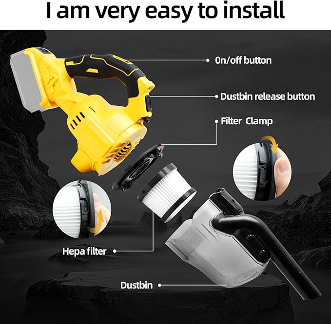 Cordless Handheld Vacuum Cleaner CVC010B, 31000 RPM, Stick Vacuum with Filtration HEPA for Vehicles, Workshop and Home Cleanning, No Battery or Charger Included (Bare Tool)