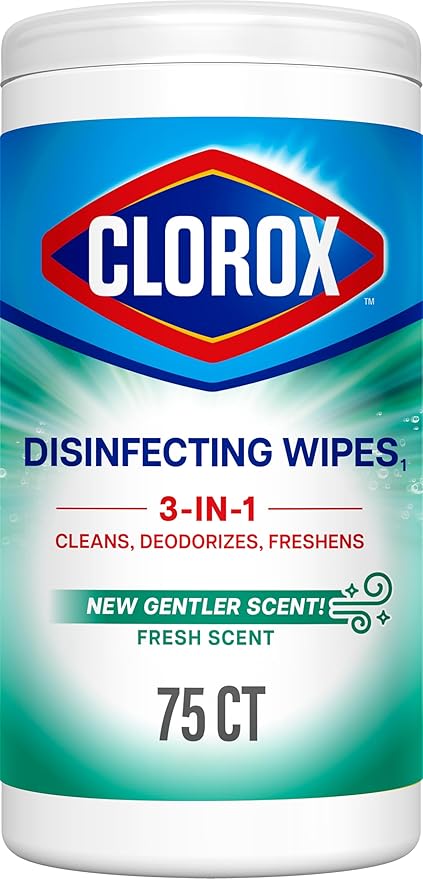 Clorox Disinfecting Cleaning Wipes, Bleach Free, Fresh Scent, 75 Count, Pack of 6 (Pack May Vary)