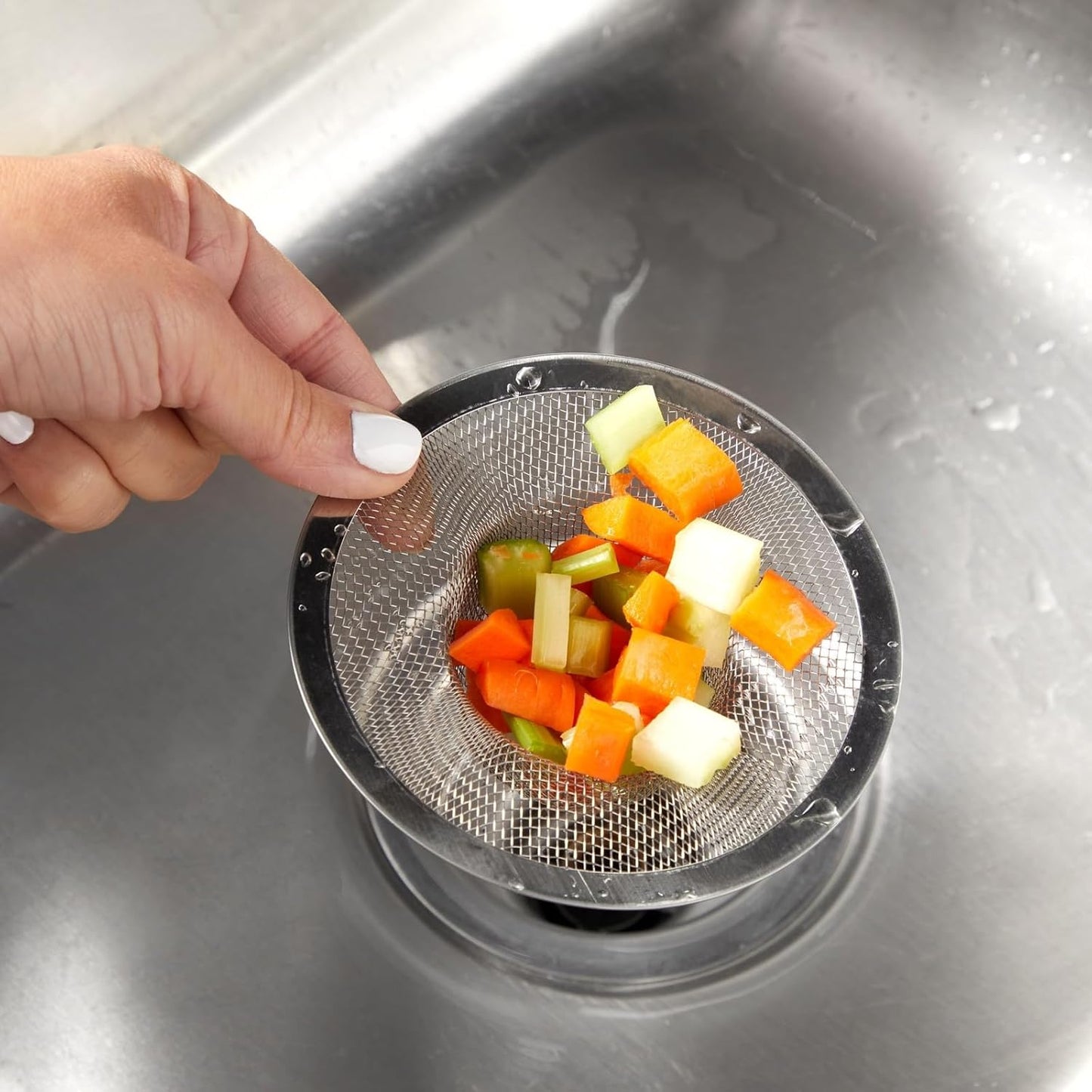 Juvale 4-Pack Stainless Steel Kitchen Sink Drain Strainer - Mesh Screen Sink Strainer and Hair Catcher for Bathroom (4.3", 2.8" and 2.1")