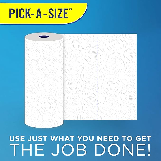 Sparkle Pick-A-Size Paper Towels, 2 Rolls = 4 Regular Rolls (Pack of 24 Rolls), Everyday Value Paper Towel With Full And Half Sheets