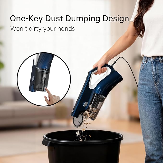 Corded Stick Vacuum Cleaner for Home Pet Hair & Hard Floors,500W 16.7Ft Power Cord Ultra-Lightweight Vacuum Cleaner with Powerful Suction for Tile and Low-Pile Carpet Handheld Vac(VA002)
