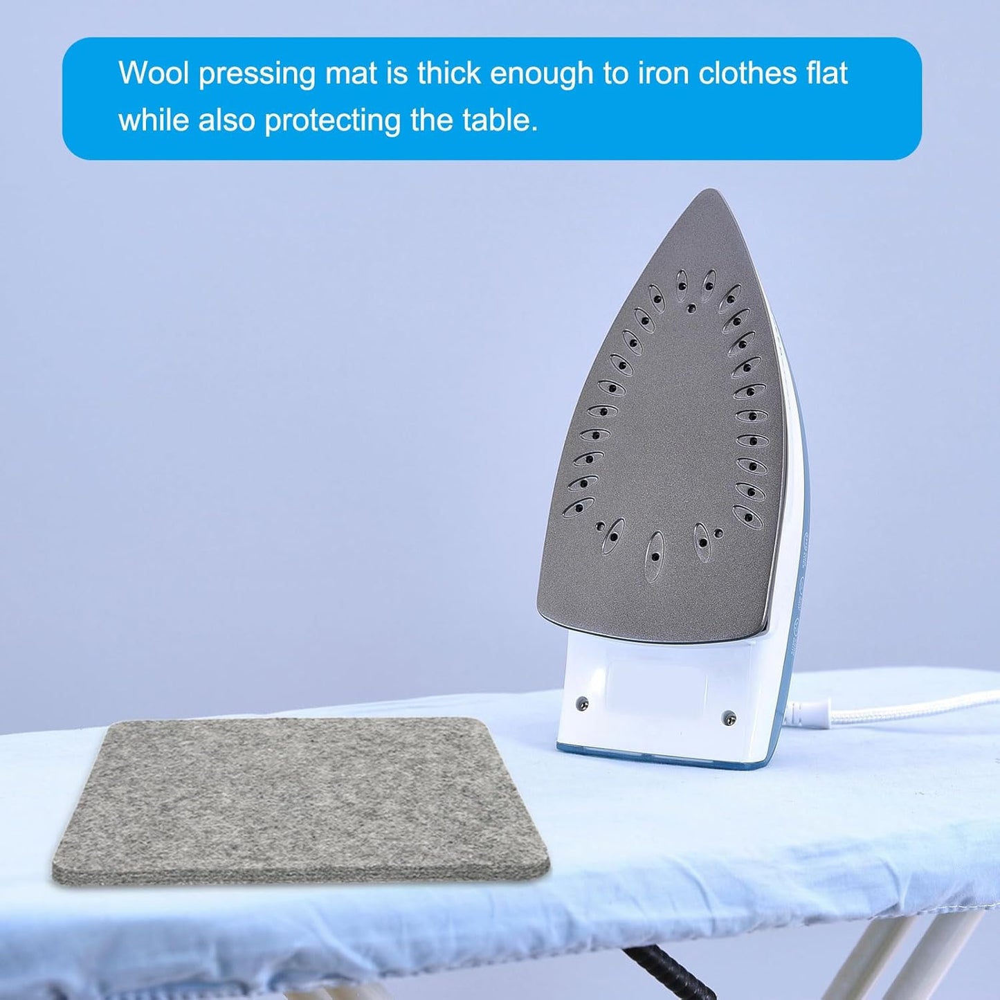 PATIKIL Wool Pressing Mat, 16" x 14" Wool Ironing Pad Blanket 0.5" Thickened Heat Resistant Quilting Ironing Pad for Quilters Sewing Craft, Grey