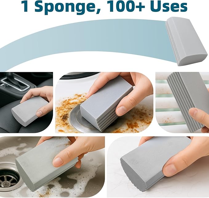 2-Pack Magic Cleaning Sponges - Extra Damp Dusting Sponges for Baseboards, Vents, Ceiling Fans & Cobwebs, No Dust Fly Multi-Surface Cleaner for Mirrors, Walls, Blinds & Household Dusting