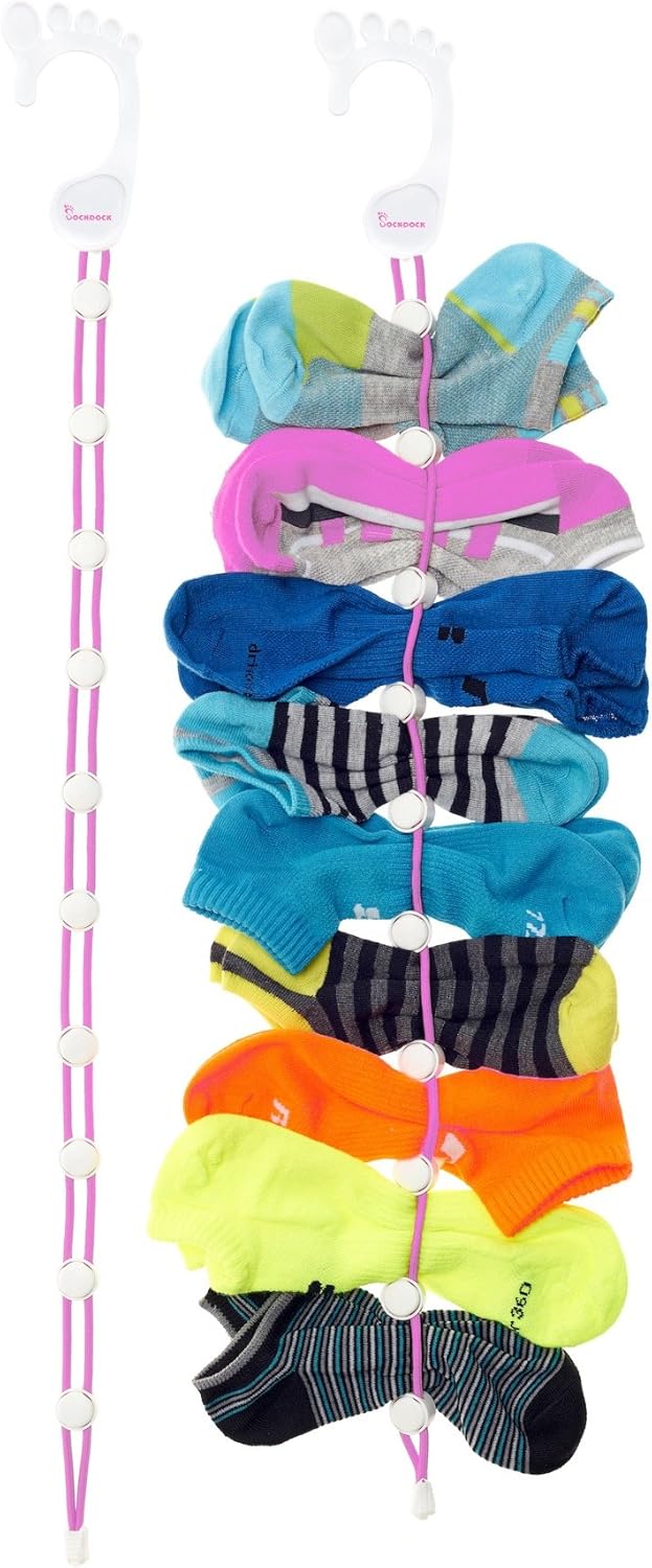 Sock Laundry Solution for Washing Drying & Storing Socks in Pairs, Clip & Hold Socks in Washer Dryer & Closet 2-Pack