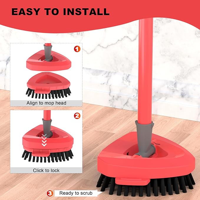 Aifacay Upgraded Replacement Scrub Brush for O-Cedar 2-Tank Spin Mop, 4.4" Triangular Heavy-Duty Stiff Bristle Scrubber Head for Tile, Grout, Bathroom, Kitchen & Floor Deep Cleaning