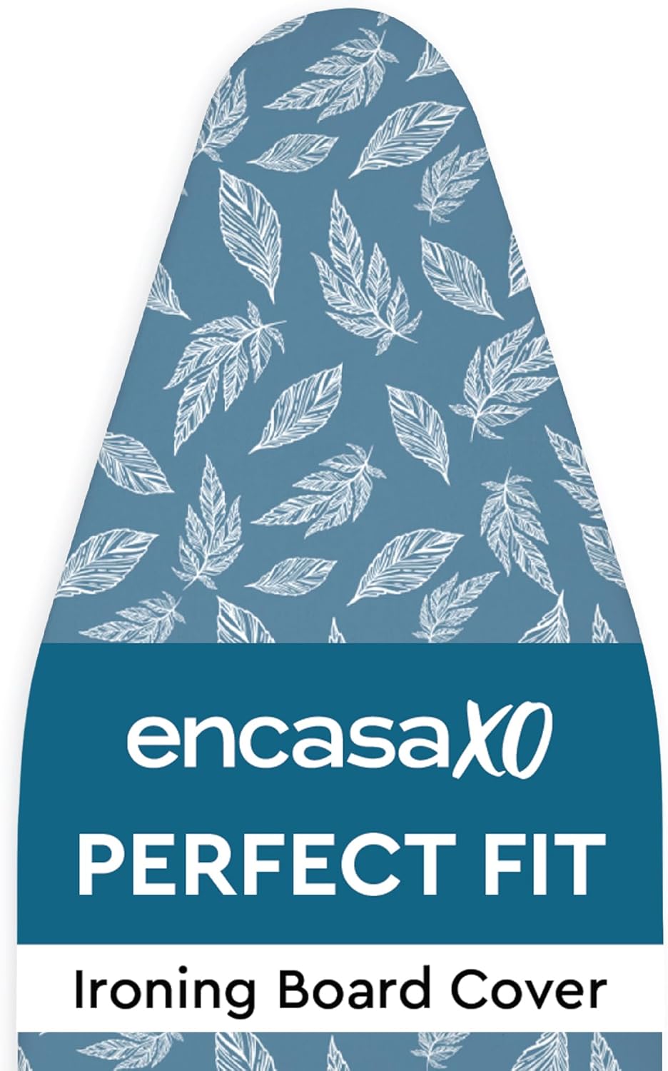 Encasa XO Ironing Board Cover and Pad 54"x15" - Thick 3mm Felt Padding, Drawstring Tightening & Lock, Easy Fit, Scorch & Stain Resistant, Fits Standard Large Ironing Board - Big Leaves Blue