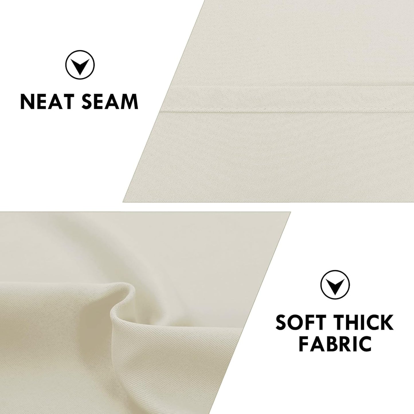 DWCN Light Beige Short Room Darkening Curtains for Kitchen/Bedroom, 42 x 36 inches Long - Energy Saving Window Drapes for Nursery with Rod Pocket, Set of 2 Panels