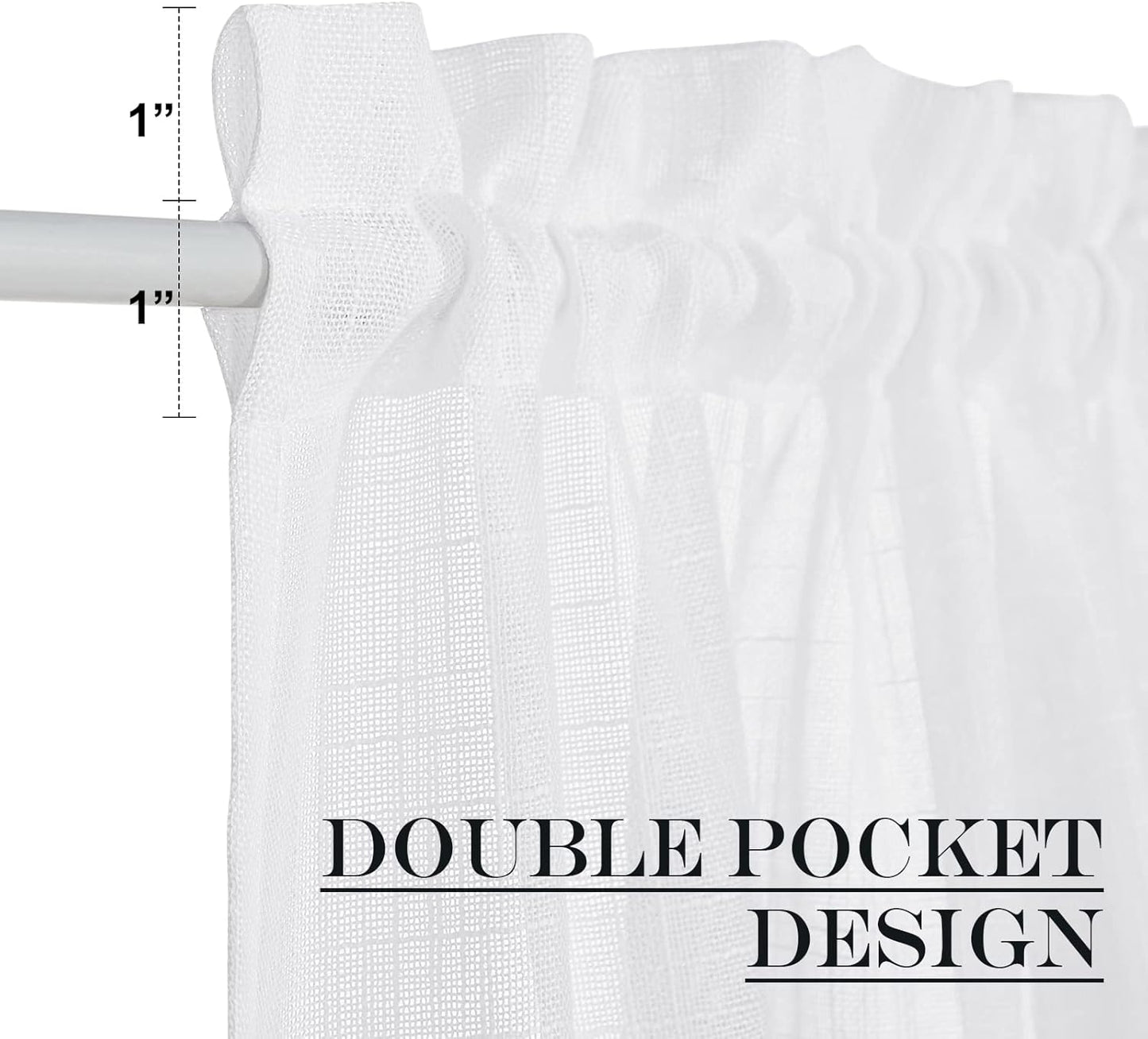 NICETOWN Lined Look Door Panel - Semitransparent Voile Window Curtain Panel Semi Sheer for Patio/Sliding Glass Door with One Bonus Tieback, 52" Width by 72" Length, White