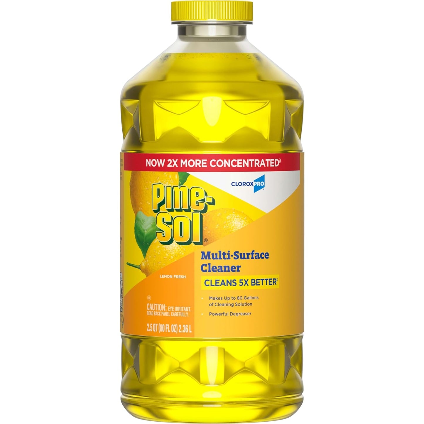 Pine-Sol Multi-Surface Cleaner, CloroxPro, 2x Concentrated Formula, Lemon Fresh, 80 Fl Oz