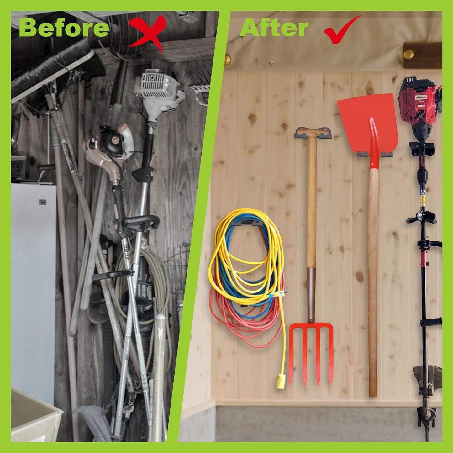 2Pcs Garage Organizer Trimmer Rack,Garden Power Tool Hanger Weed Whackers Holder Wall Mounted for Grass Trimmer, Hedge Trimmer, Garage Trimmer,Garage Organization Storage Shed Organizer