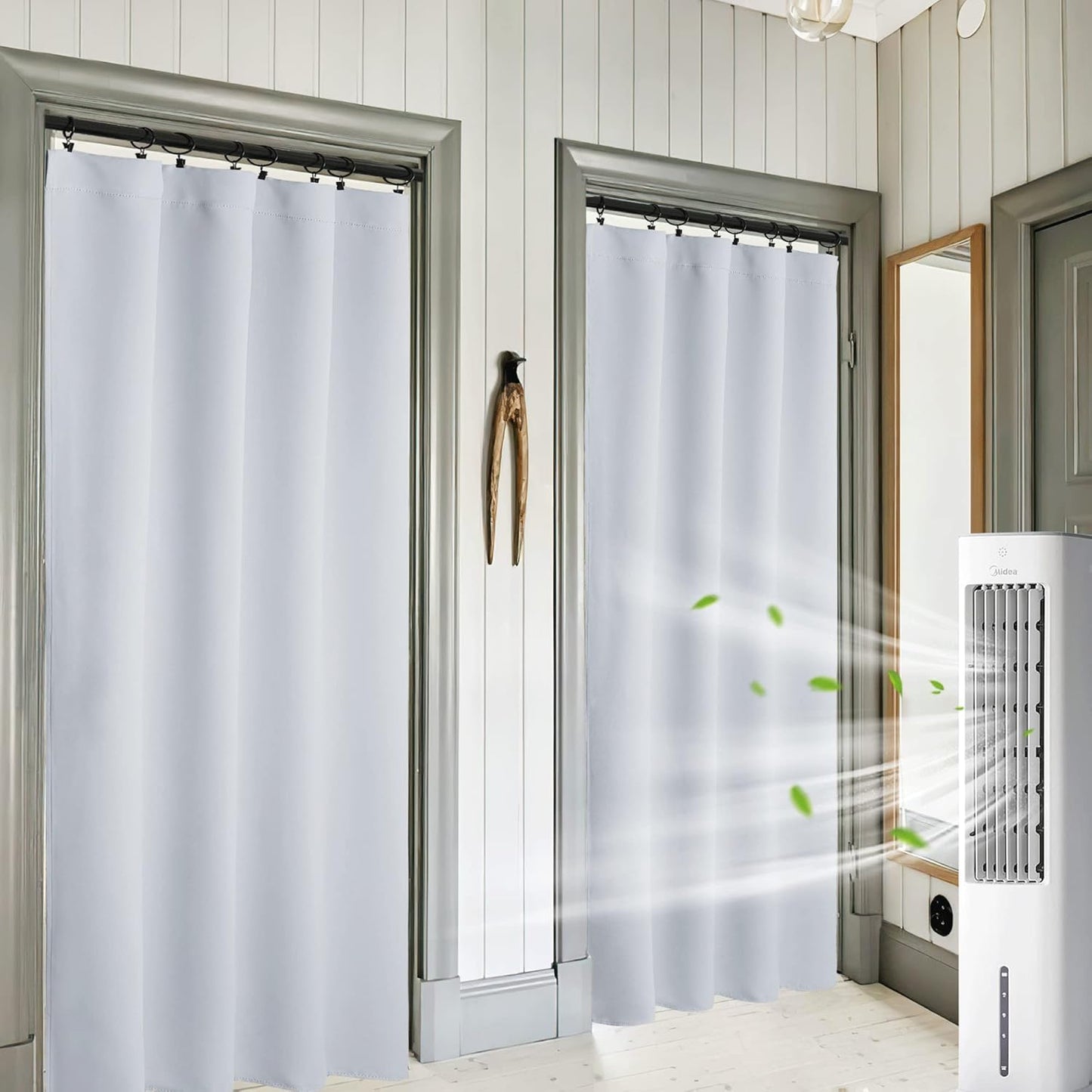 RYB HOME Blackout Curtains 84 inches Long 2 Panels Set for Living Room, Thermal Insulating Privacy Curtains & Drapes for Doorway Temporary Door, W42 x L84, Grayish White