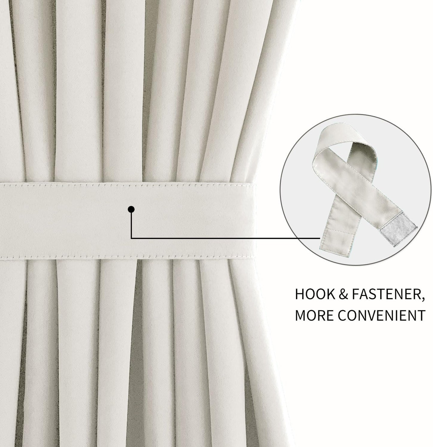DWCN French Door Curtains – Rod Pocket Thermal Blackout Curtain for Doors with Glass Window, Kitchen and Patio Doors for Privacy, 25 X 72 Inches Long, 1 Curtain Panel with Tieback, Ivory