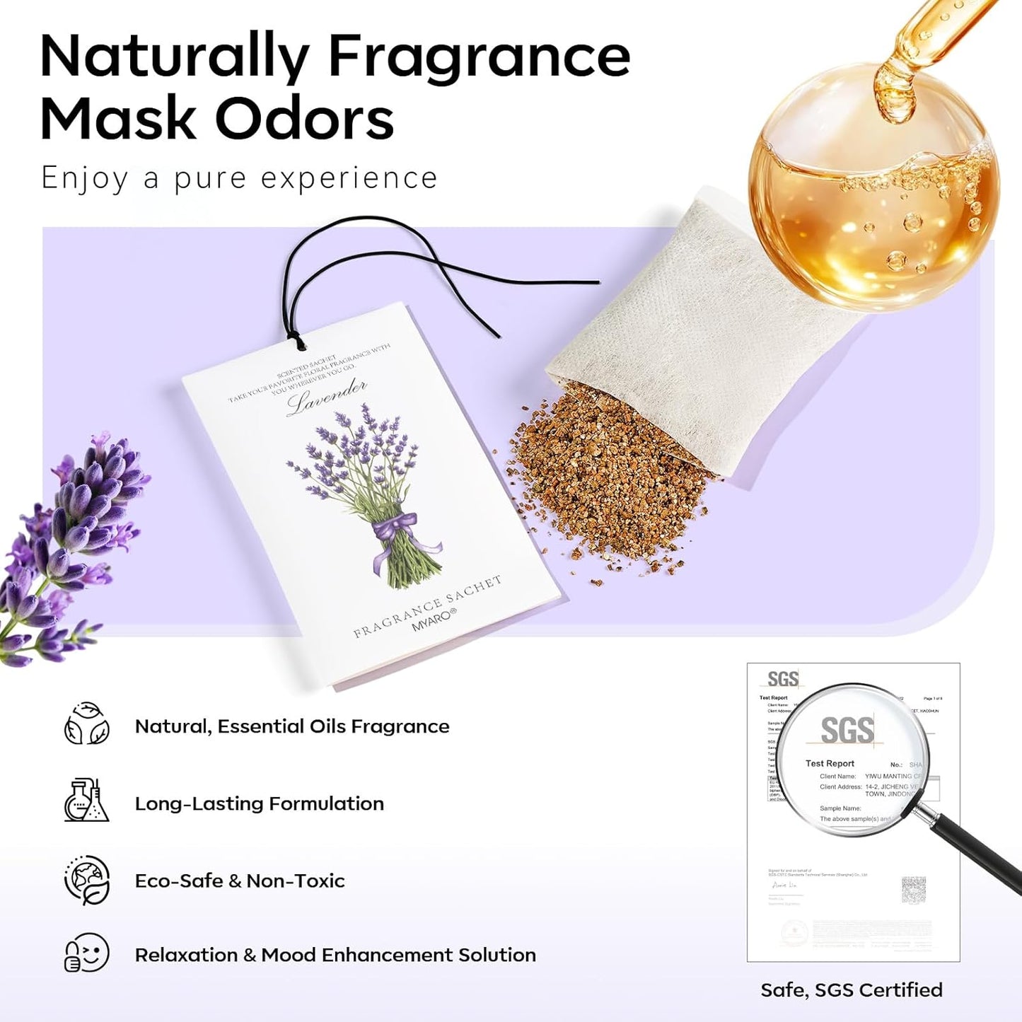 MYARO 12 Packs Scented Sachets for Drawer and Closet, Long-Lasting Sachets Bags Home Fragrance 6 Scents Option- Lavender, Rose, Jasmine, Ocean, Gardenia, Lily