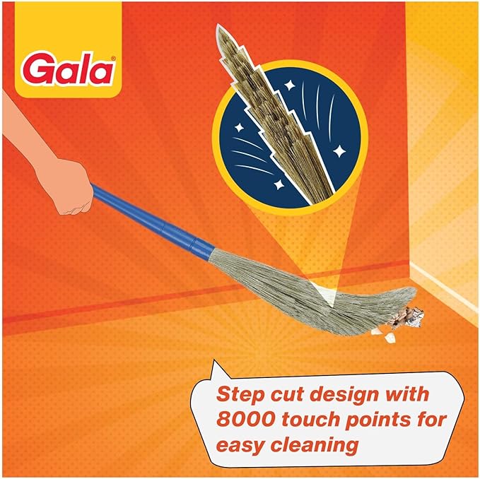 Gala No Dust Broom For Floor Cleaning, broom stick for home floor cleaning, Jhadu for home cleaning, Made of washable Fibers (Pack of 1)