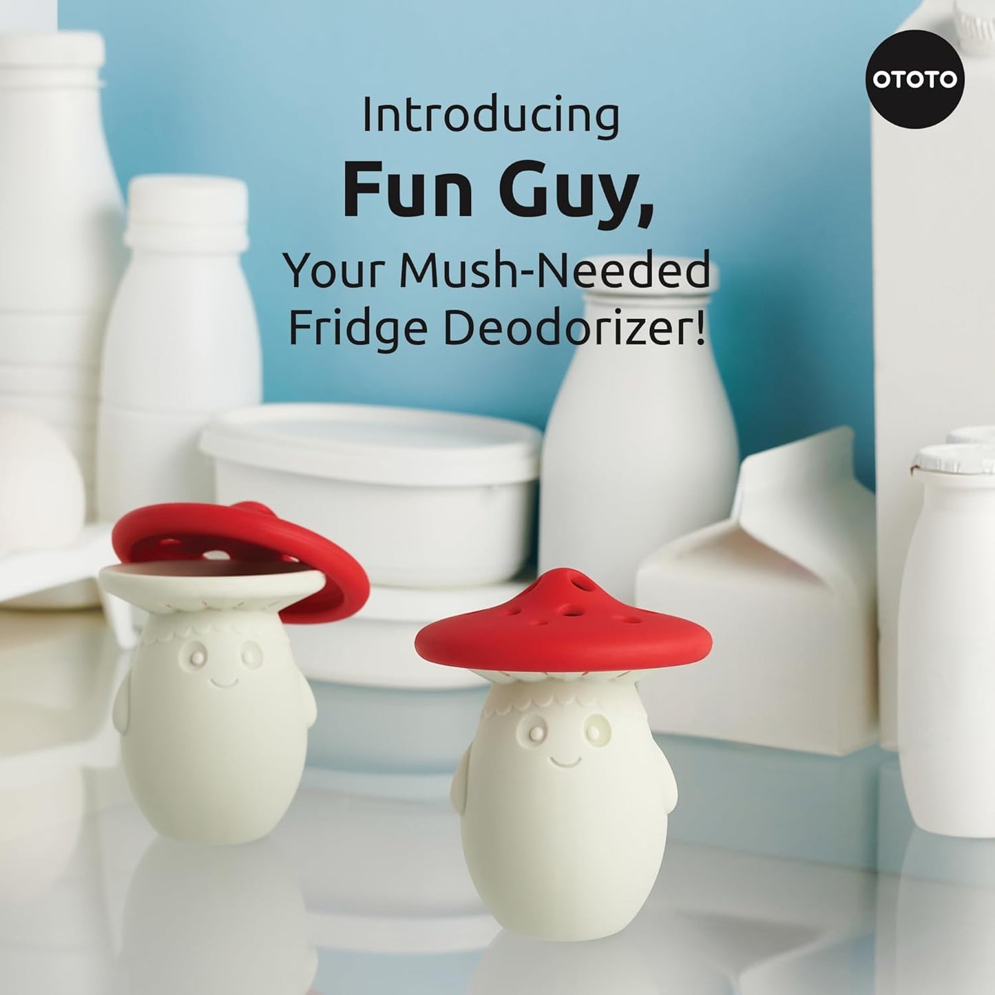 Fridge Deodorizer by OTOTO - Baking Soda Fridge, Refrigerator Deodorizer, Baking Soda Odor Absorber, Cute Gifts, Cute Kitchen (Mushroom)
