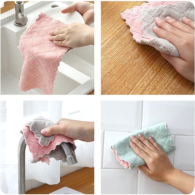 20 Pack Kitchen Cloth, Microfiber Dish Towels Washcloths, Super Absorbent Coral Velvet Dishtowels, Premium Cleaning Cloths,Non-Stick Oil Quick Dry Dish Towels, Soft Tea Towel, Table Cleaning Cloths.