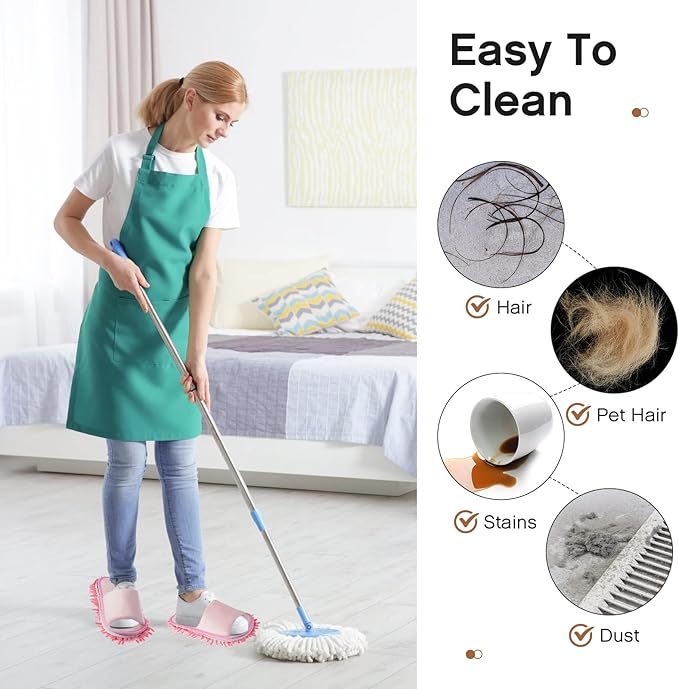 Jecery 4 Pair Washable Microfiber Mop Slippers Detachable Dusting Shoes for Floor Cleaning, Office & Home Use Suitable for Women & Men(Black, Beige, Pink, Gray,M Size)