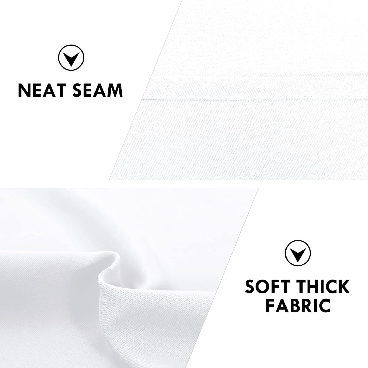 DWCN White Curtains for Living Room Thermal Insulated, 50% Light Blocking Curtains for Bedroom, Dining Room Window, W 52x L 36 Inch, Set of 2 Rod Pocket Curtain Panels