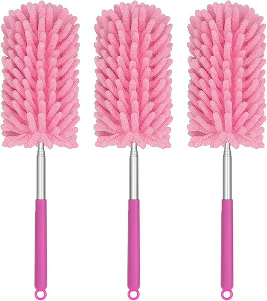 Mini Duster for Cleaning, 360° Bendable Hand Dusters with Extension Pole, Washable Small Duster for Car Interior, Office, Furniture