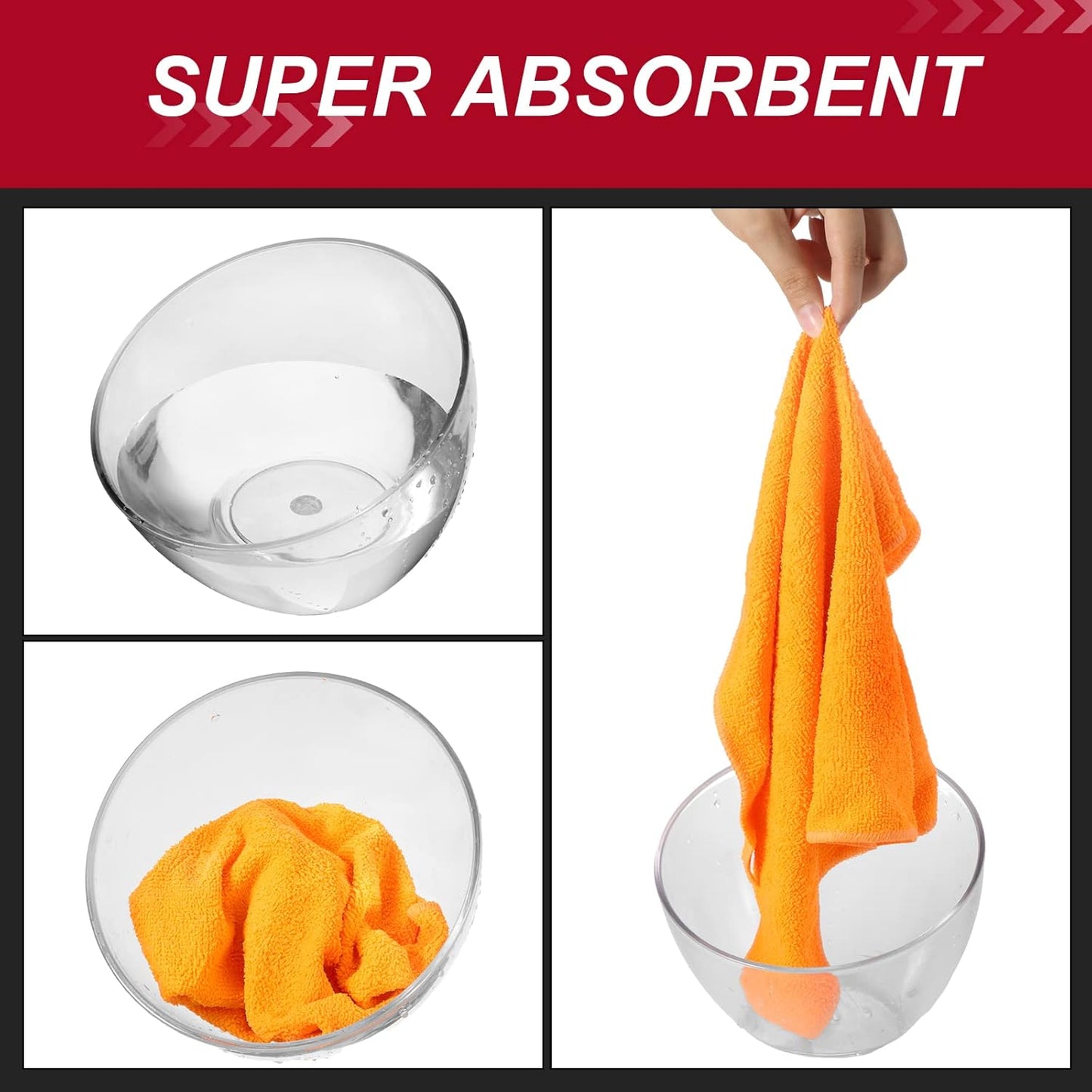 200 Pcs Microfiber Cleaning Cloth 16x16 Inch Microfiber Towels for Car Ultra Absorbent Cleaning Rags Reusable Lint Free Streak Free Detailing Towel for Car Washing Drying Dusting (Orange)