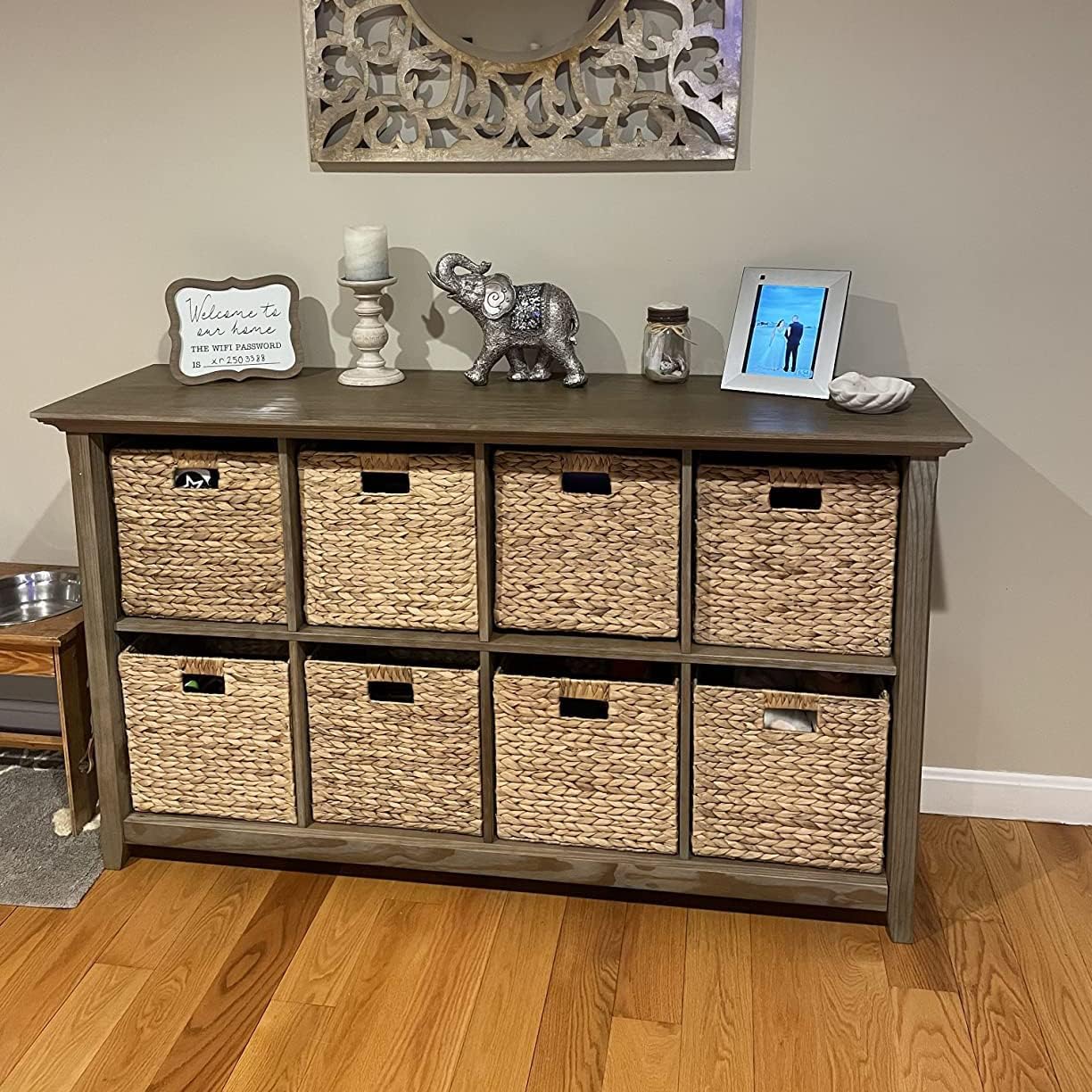10.5 x 10.5in Wicker Storage Baskets for Shelves, Water Hyacinth Storage Baskets, Woven Baskets for Storage, Wicker Storage Basket for Bedroom, Living Room (6 Packs 10.5x10.5in)