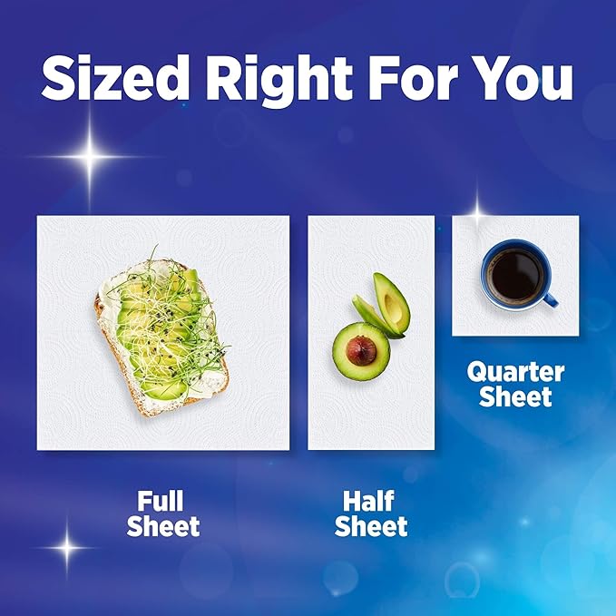 Sparkle Tear-A-Square Paper Towels, 3 Triple Rolls = 9 Regular Rolls, Strong 2-Ply Towels for Kitchen Cleanup and Everyday Messes