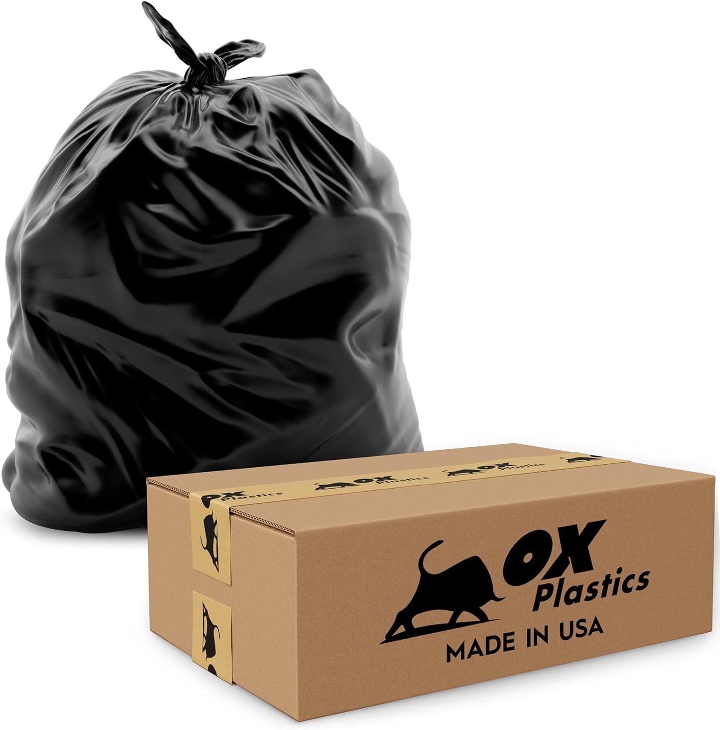 55 Gallon Trash Can Liners Bags 4 Mil - 50 Count & Thick Extra Heavy Duty Strength - Large Garbage Bag, Leak-Proof & Durable bags - Black