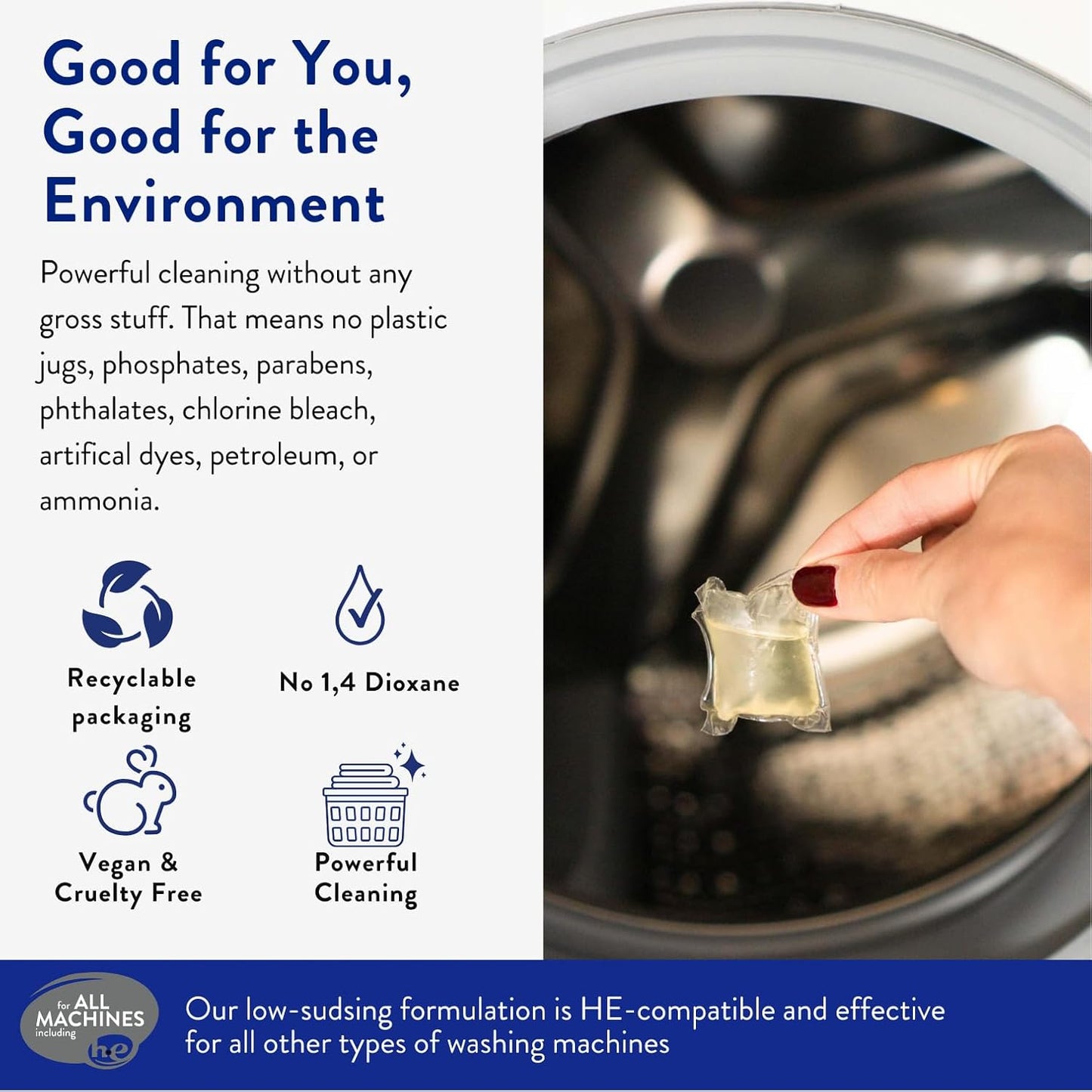 The Clean People Laundry Detergent Pods - Hypoallergenic Laundry Pods - Ultra Concentrated, Recyclable Packaging, Stain Fighting - Lavender, 192 Pack