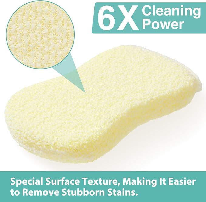 Sponges Kitchen Scrub Dish Sponge Scouring Pad, 24 Pack Cleaning Brush Scrubber Supplies for Soap, Dishwashing Dinnerware Sets Pan Pot Glass Dishwasher Sink Bathroom Towels Cloth Rags Holder