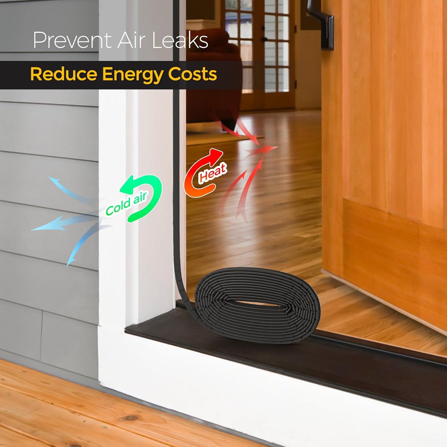 Weather Stripping Door Seal Strip - Soundproof Q-Shaped Foam for Exterior Door Frame, Large Gap Seal, Noise Cancelling, Easy to Install (Black, 19.8FT)