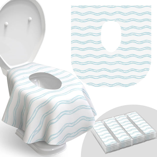 Toilet Seat Covers Disposable - 20 Pack - Waterproof, Ideal for Kids and Adults – Extra Large, Individually Wrapped for Travel, Toddlers Potty Training in Public Restrooms (Waves, 20)
