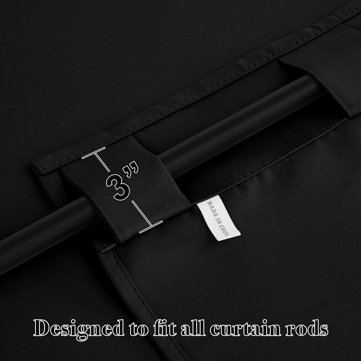 RYB HOME Blackout Curtains for Living Room, Back Tab & Rod Pocket Top Insulating Window Decor for Bedroom Dining Sliding Glass Door Home Office, W 62 x L 84, Black, 2 Panels