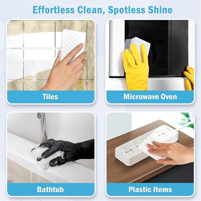 AIDEA Magic Sponges Cleaning Eraser, 2X Density Stronger Sponge for Household, Powerful Scrubber Foam Pads, Multi-Surface Cleaning Supplies for Kitchen, Furniture, Bathroom, Sink, Wall, 12 Pads