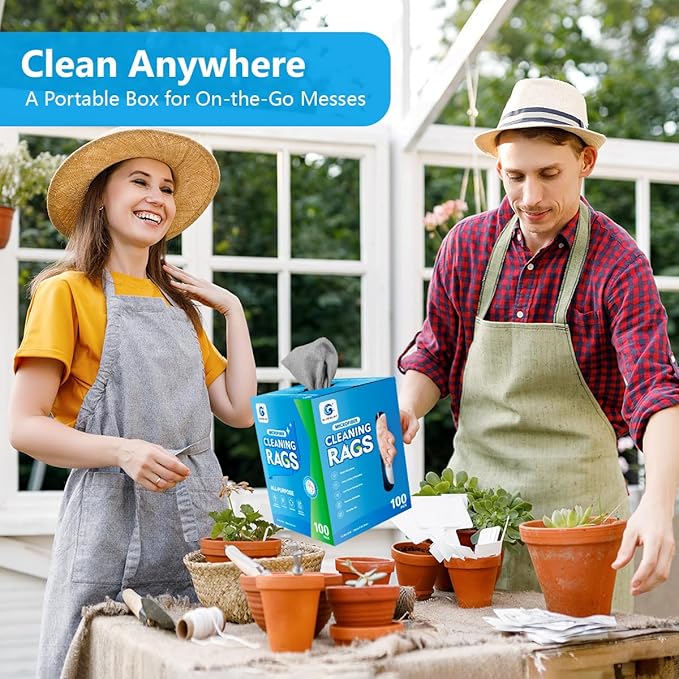 GLIMGLINT Cleaning Rags, 100 Pack Microfiber Cleaning Cloth, Lint-Free, Ultra Absorbent Reusable Paper Towels for Home, Kitchen, Car, Garage or Shop, Dish Rags, 11" x 9", Grey