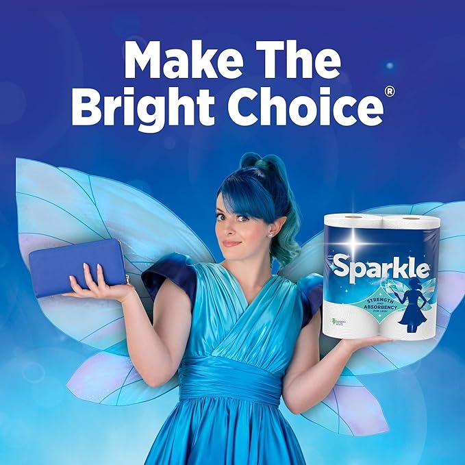 Sparkle Tear-A-Square Paper Towels, 12 Double Rolls - Strong 2-Ply Towels for Kitchen Cleanup and Everyday Messes