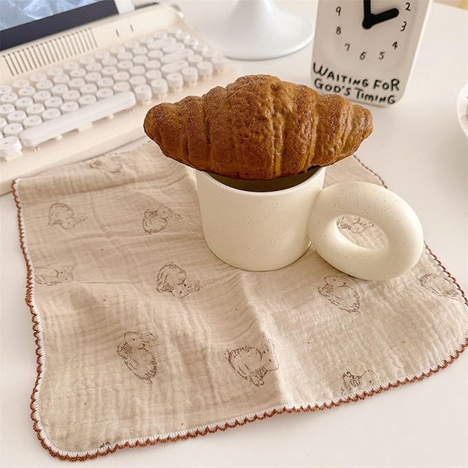 BuLuTu 100% Cotton Muslin Kitchen Towels with Cute Animals Pattern Soft and Super Absorbent Dish Towels Cleaning Rags, 4 Pack 100% Cotton Super Absorbent Multi-Purpose Cleaning Clothes Oil Washable