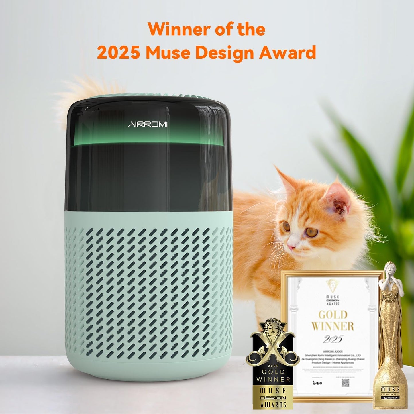 AIRROMI Air Purifier for Bedroom Home,HEPA Filter,Covers Upto 549 Ft²,Quiet 360°intake Air Cleaner with Fragrance ponge for Better Sleep,Night Light,Filters Smoke,Pet Dander,Allergies,Dust,A2005Turquo
