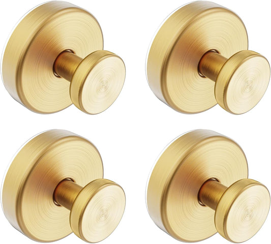 Suction Cup Hooks for Shower, Removable Towel Hooks for Bathroom Window Glass Door Wall, Bath Robe Looafh Hook for Hanging - 4 Pack, Gold1